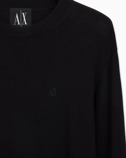 Crew neck sweater in a cotton blend with ribbed cuffs Icon