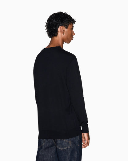 Crew neck sweater in a cotton blend with ribbed cuffs Icon
