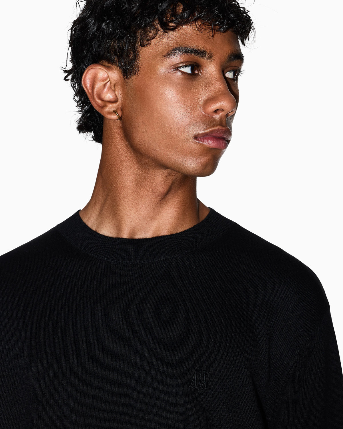 Crew neck sweater in a cotton blend with ribbed cuffs Icon