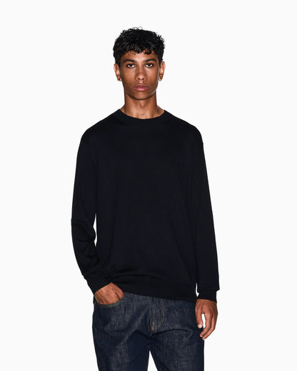 Crew neck sweater in a cotton blend with ribbed cuffs Icon