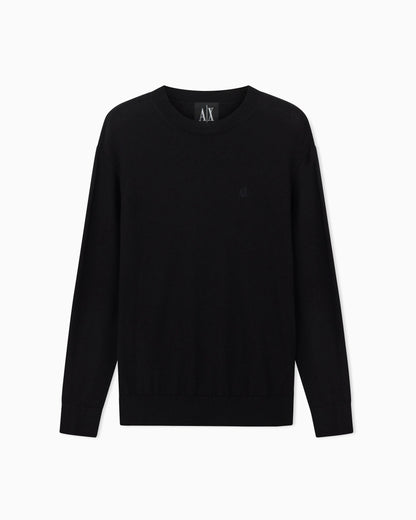 Crew neck sweater in a cotton blend with ribbed cuffs Icon