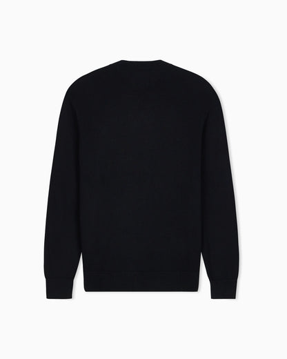 Crew neck sweater in a cotton blend with ribbed cuffs Icon