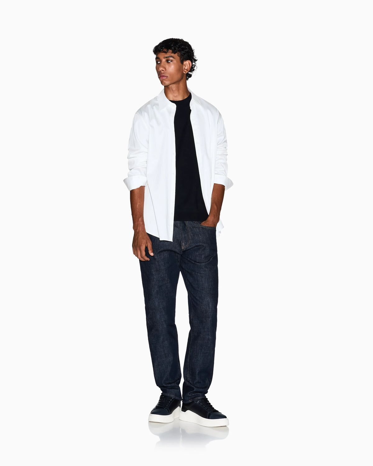 Long sleeve stretch cotton satin shirt Icon