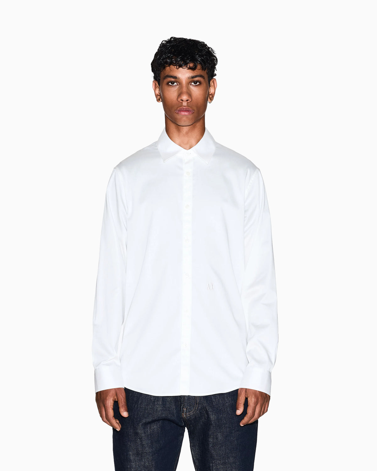 Long sleeve stretch cotton satin shirt Icon