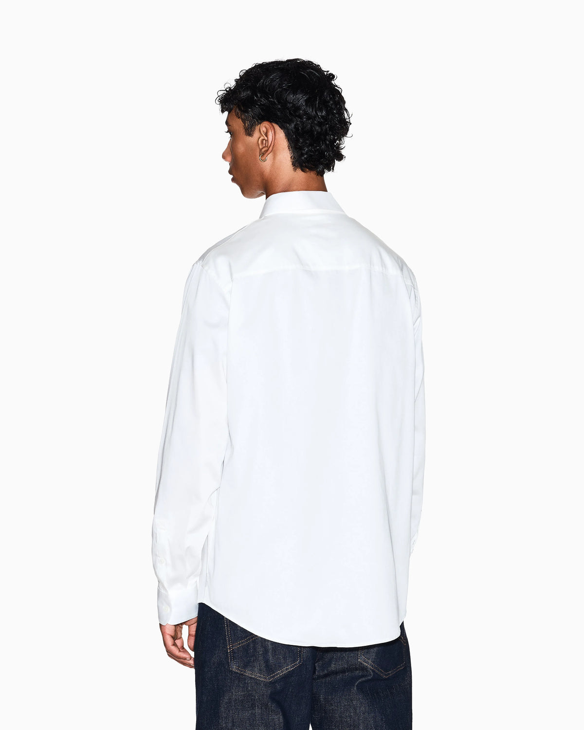 Long sleeve stretch cotton satin shirt Icon