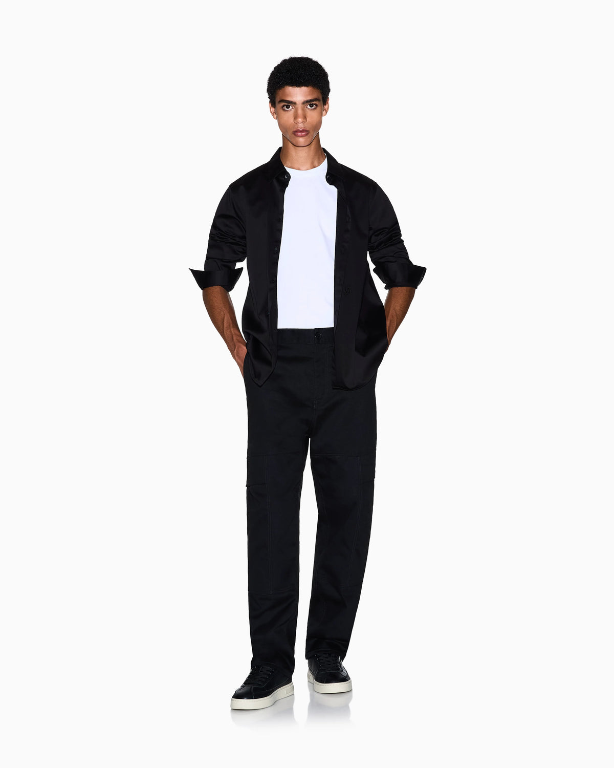 Long sleeve stretch cotton satin shirt Icon