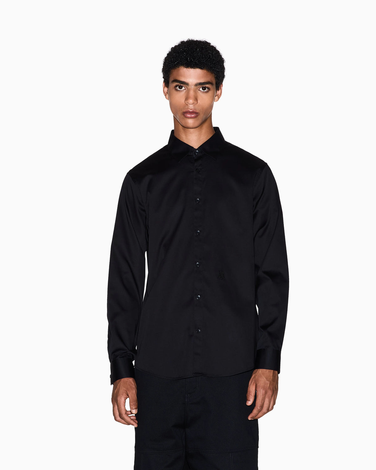 Long sleeve stretch cotton satin shirt Icon