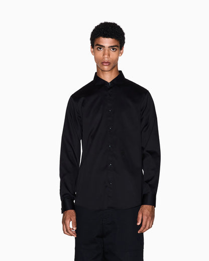 Long sleeve stretch cotton satin shirt Icon