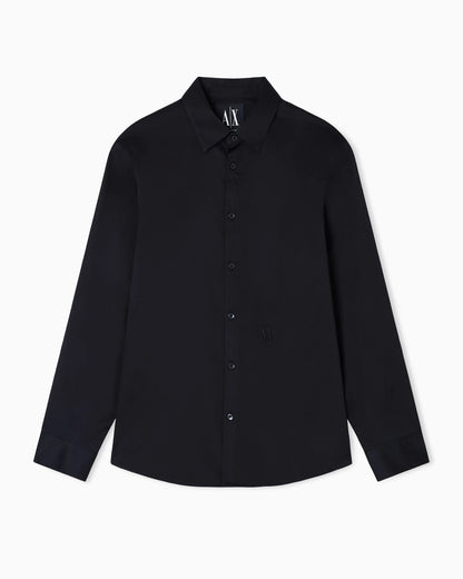 Long sleeve stretch cotton satin shirt Icon