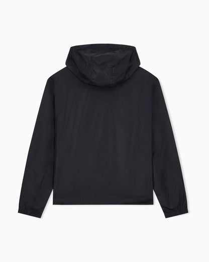 Hooded nylon windbreaker Icon with a zip and logo patch