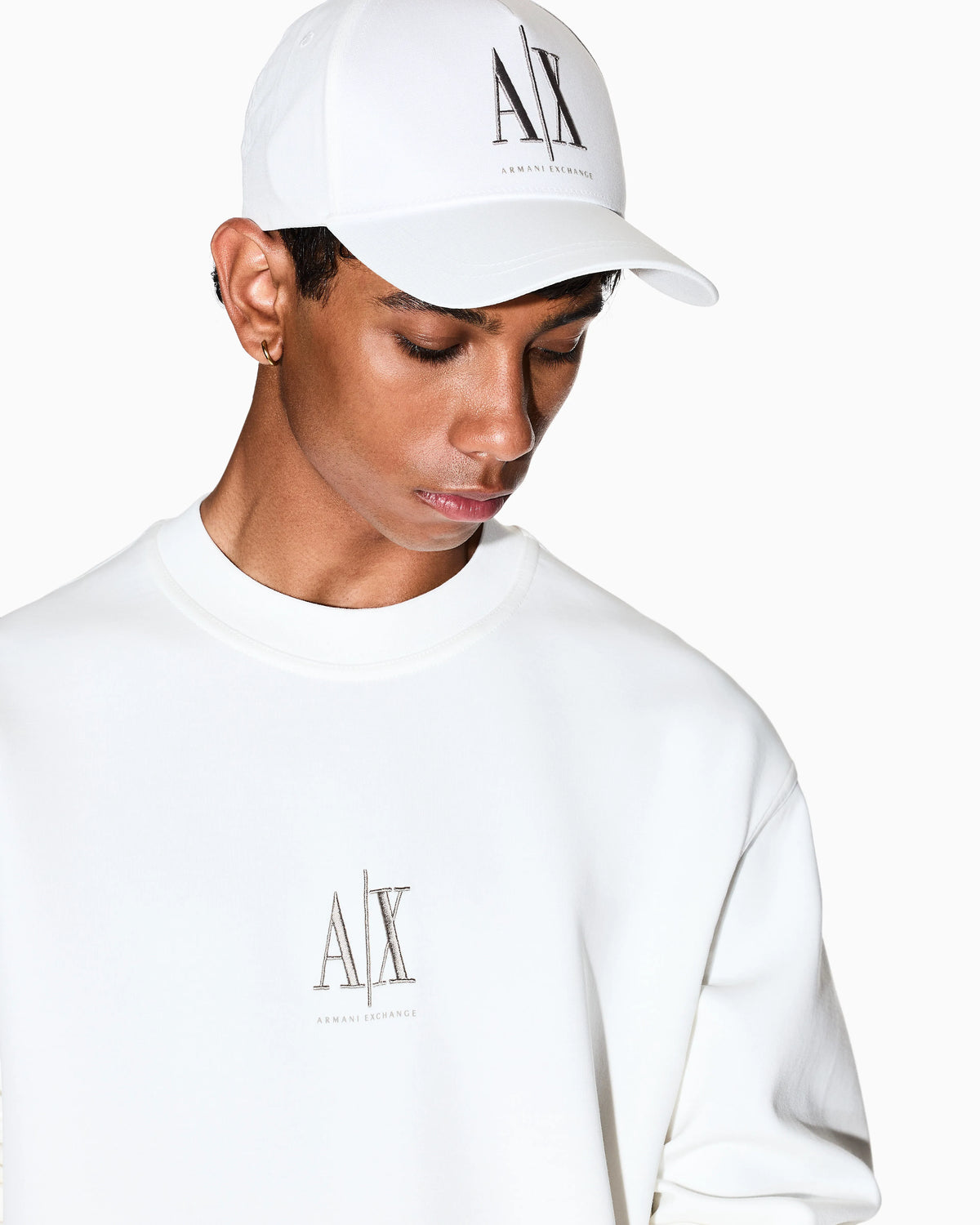 Crew neck sweatshirt in stretch cotton with logo Icon