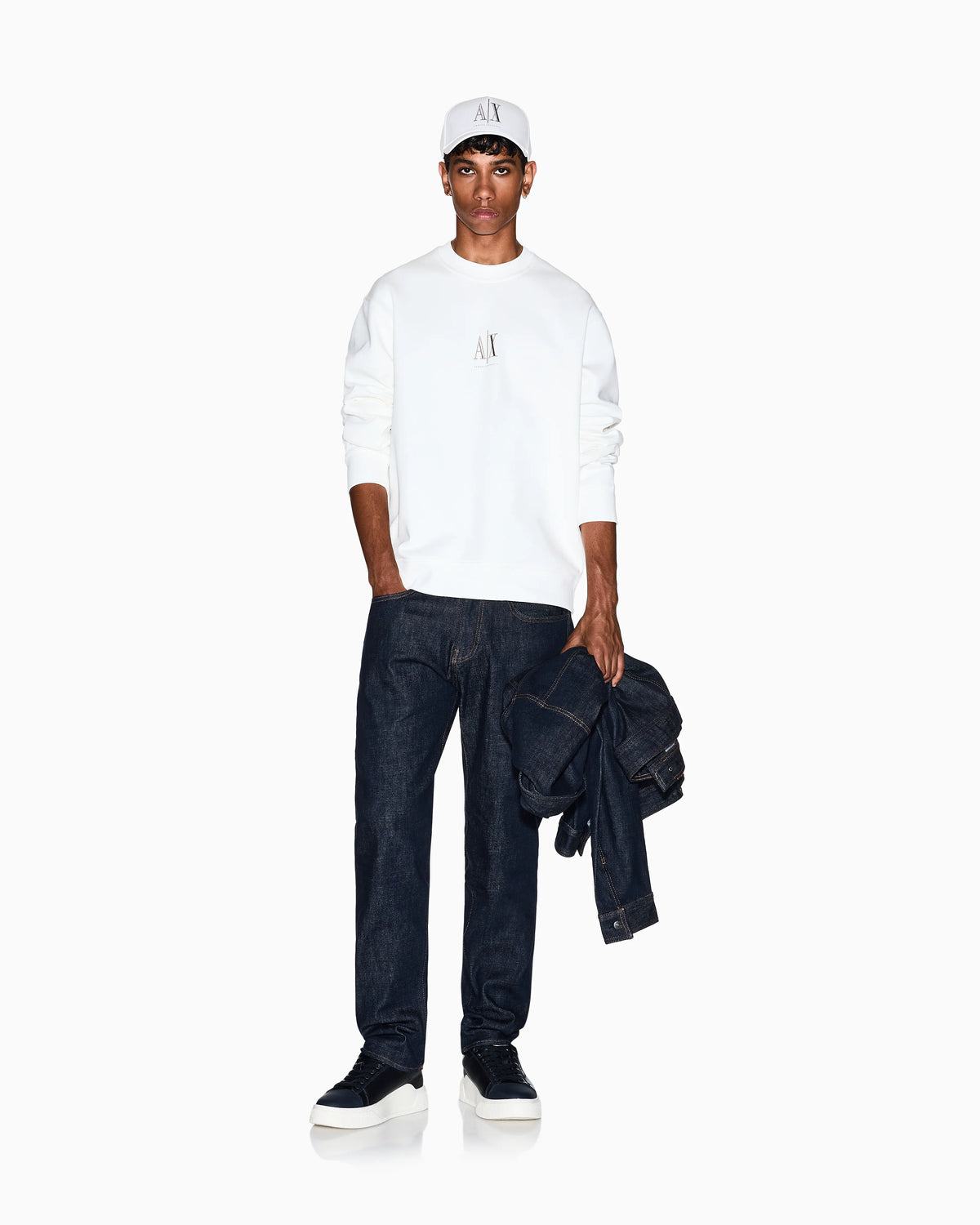Crew neck sweatshirt in stretch cotton with logo Icon