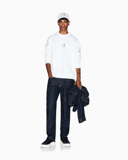 Crew neck sweatshirt in stretch cotton with logo Icon