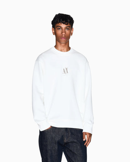 Crew neck sweatshirt in stretch cotton with logo Icon