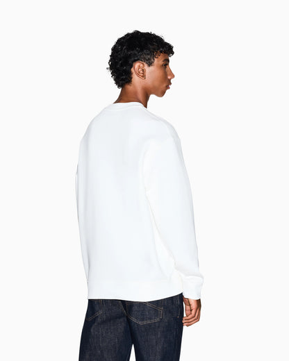 Crew neck sweatshirt in stretch cotton with logo Icon