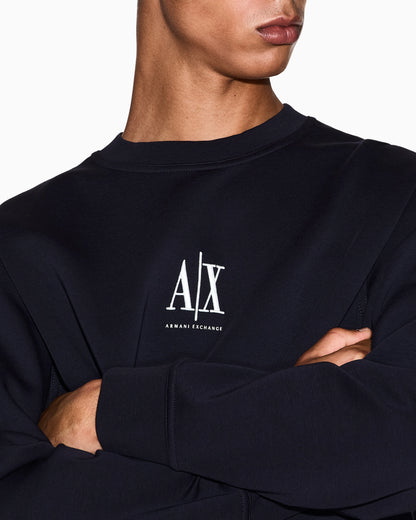 Crew neck sweatshirt in stretch cotton with logo Icon