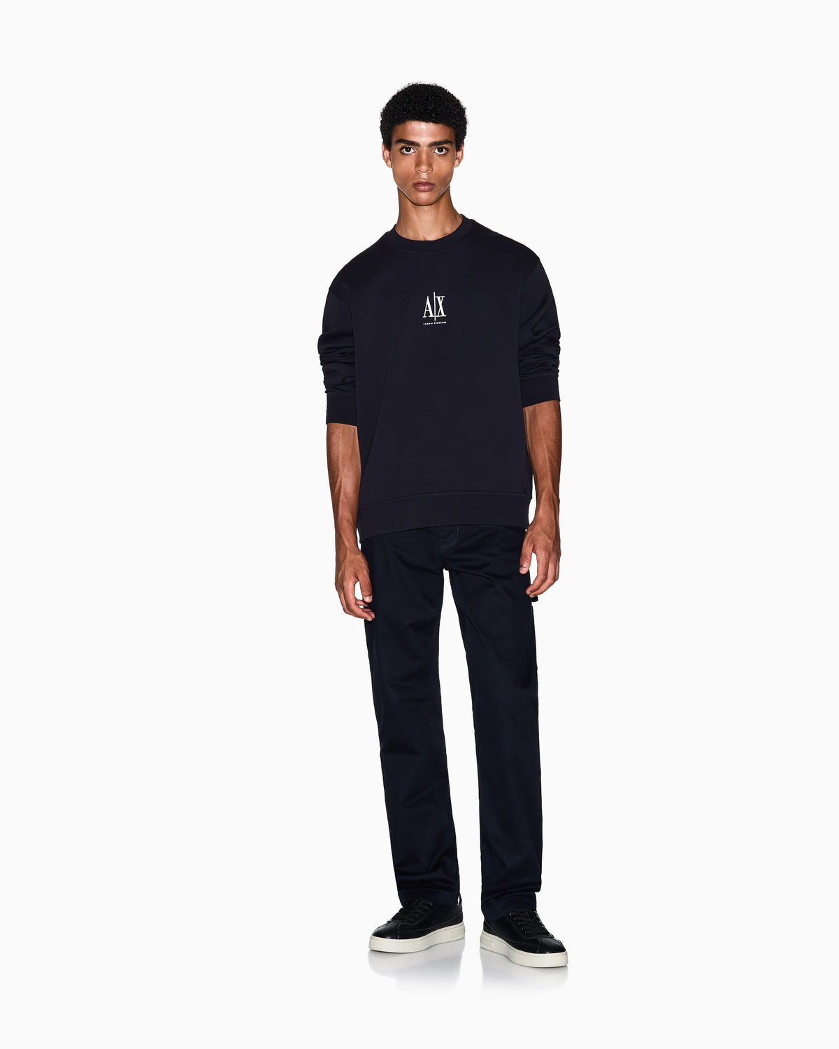 Crew neck sweatshirt in stretch cotton with logo Icon