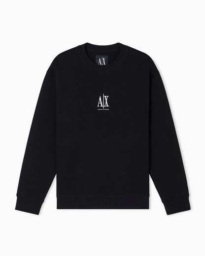 Crew neck sweatshirt in stretch cotton with logo Icon