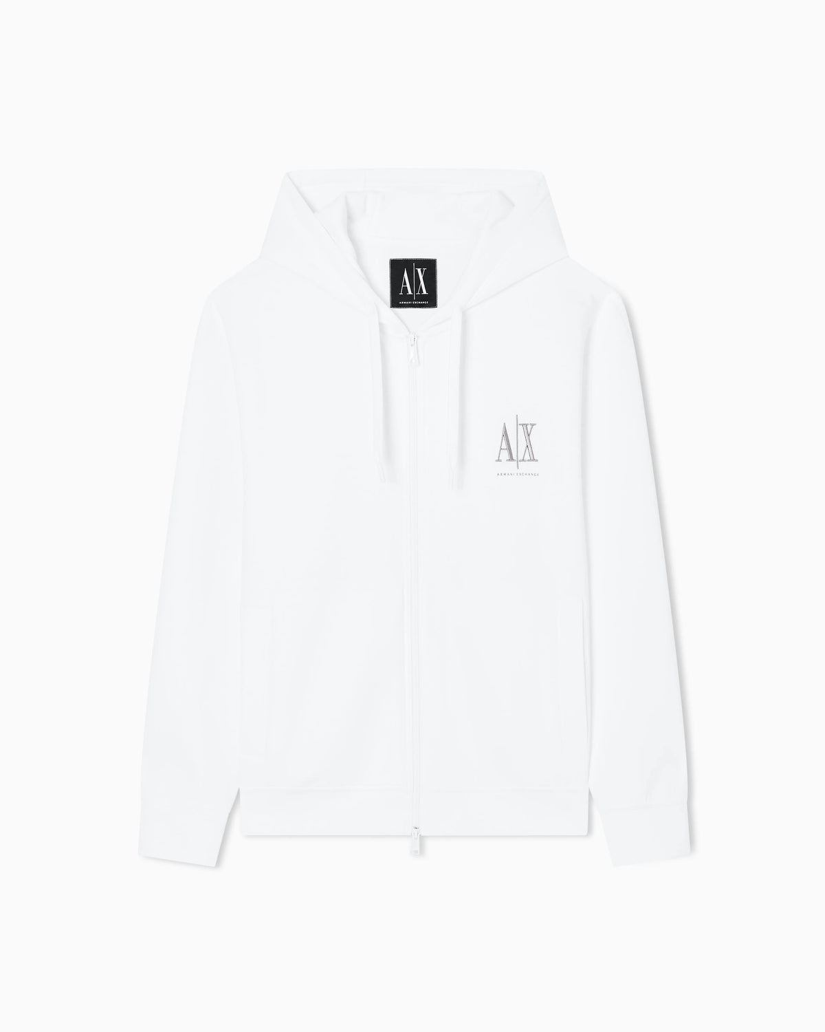 Full-zip hoodie in bonded stretch cotton with logo Icon