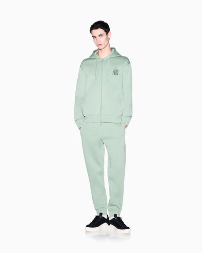 Full-zip hoodie in bonded stretch cotton with logo Icon