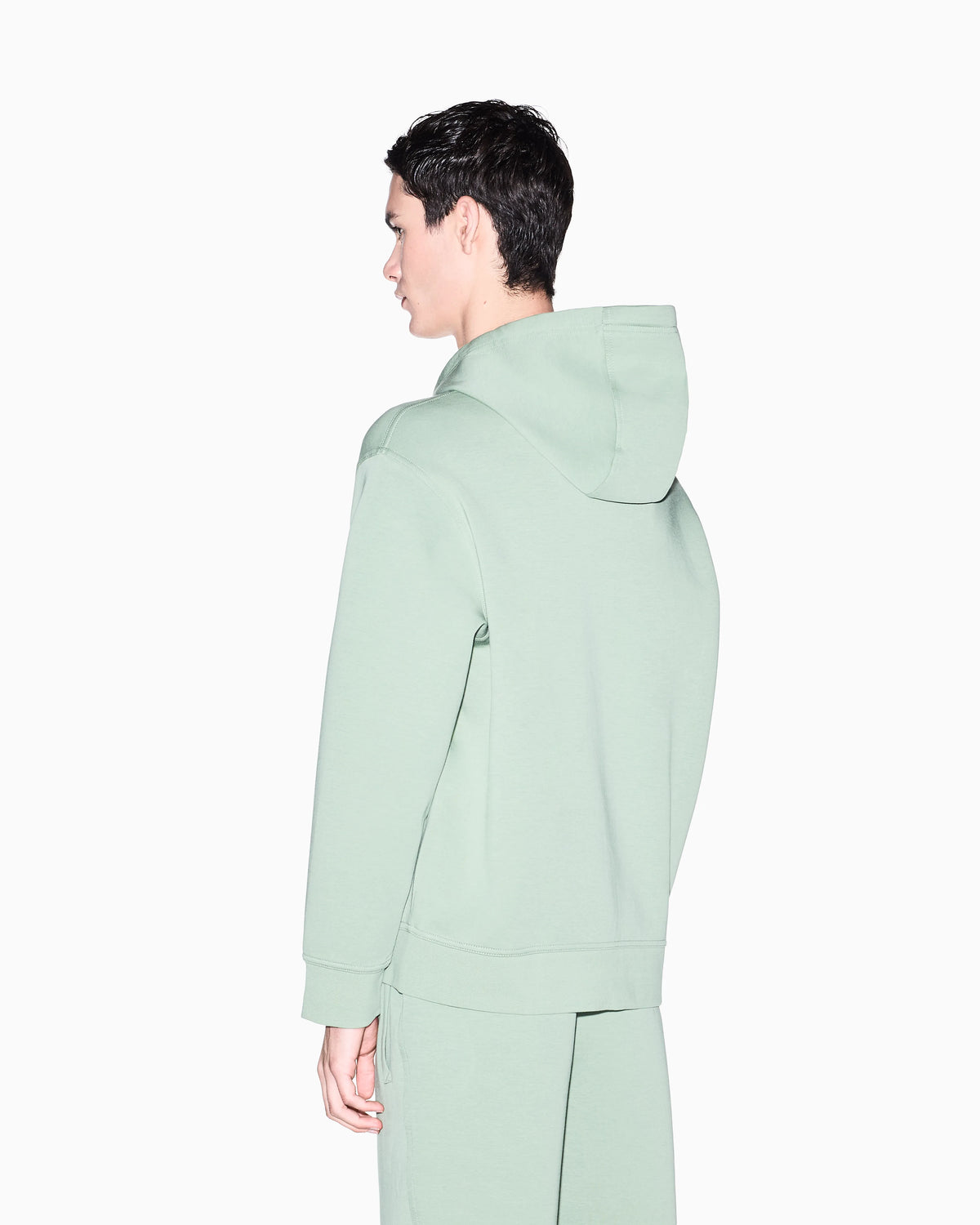 Full-zip hoodie in bonded stretch cotton with logo Icon