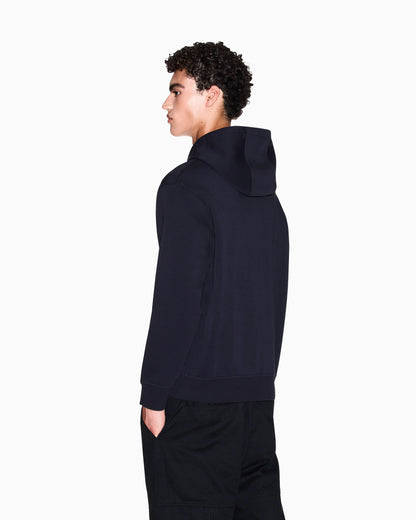 Full-zip hoodie in bonded stretch cotton with logo Icon