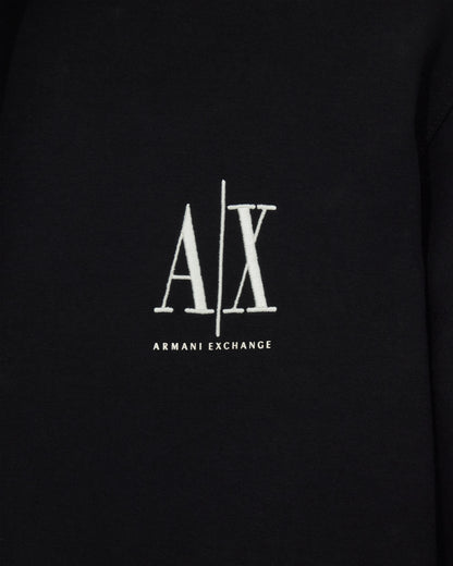 Full-zip hoodie in bonded stretch cotton with logo Icon
