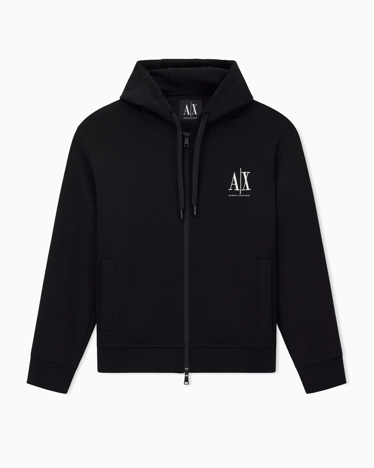 Full-zip hoodie in bonded stretch cotton with logo Icon