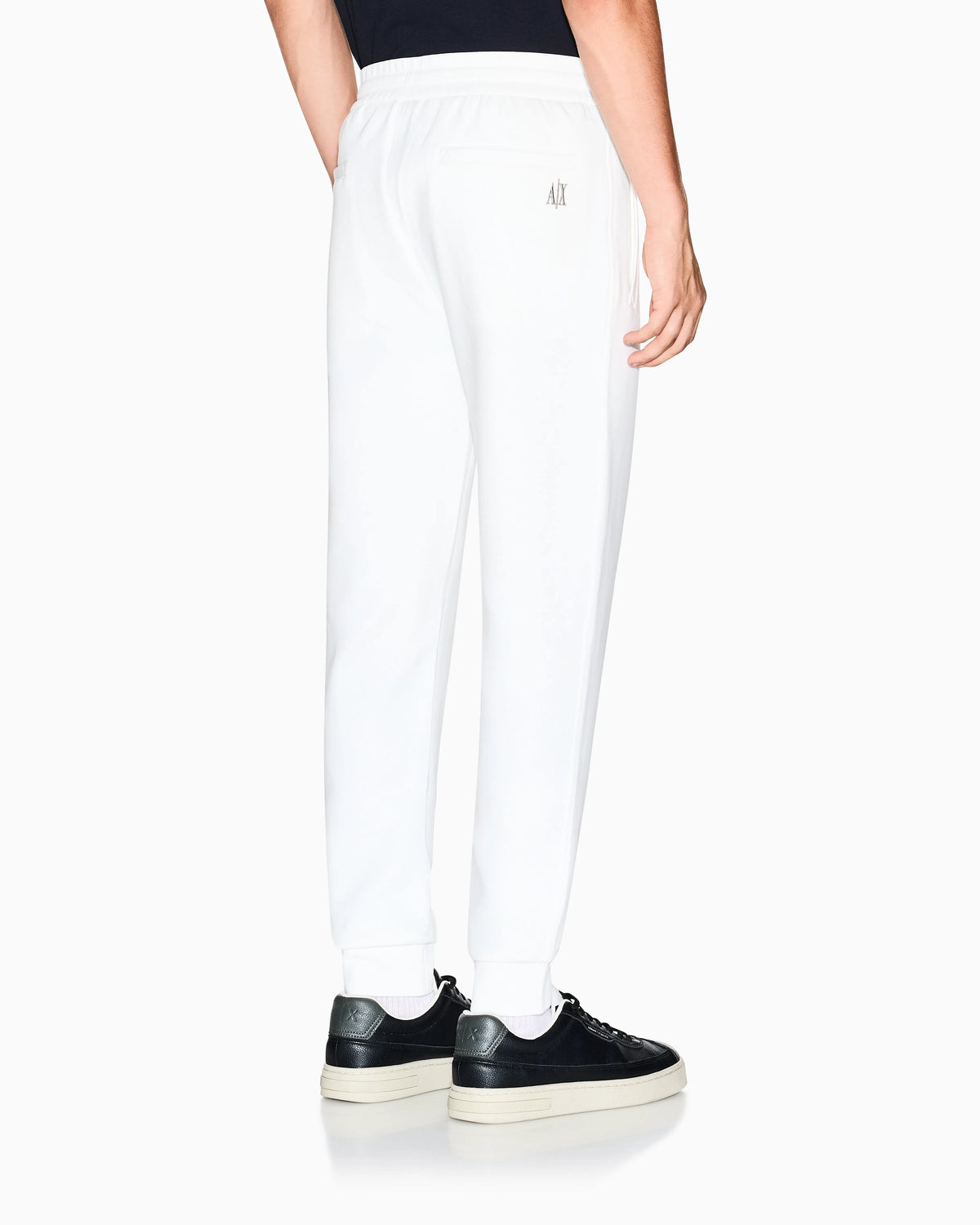 Bonded stretch cotton joggers with ribbed cuffs Icon