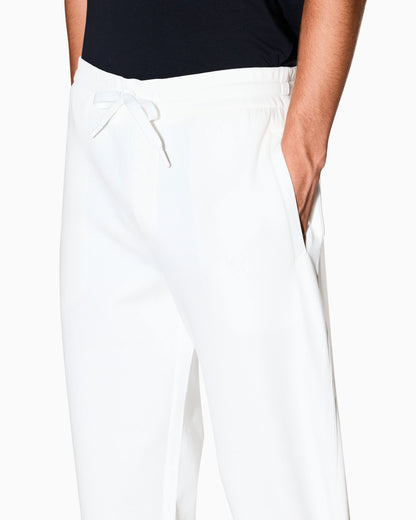 Bonded stretch cotton joggers with ribbed cuffs Icon