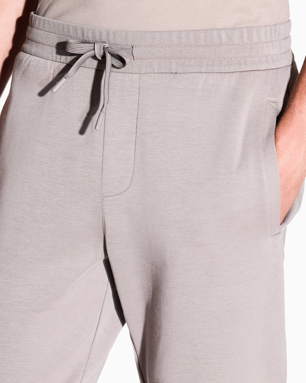 Bonded stretch cotton joggers with ribbed cuffs Icon