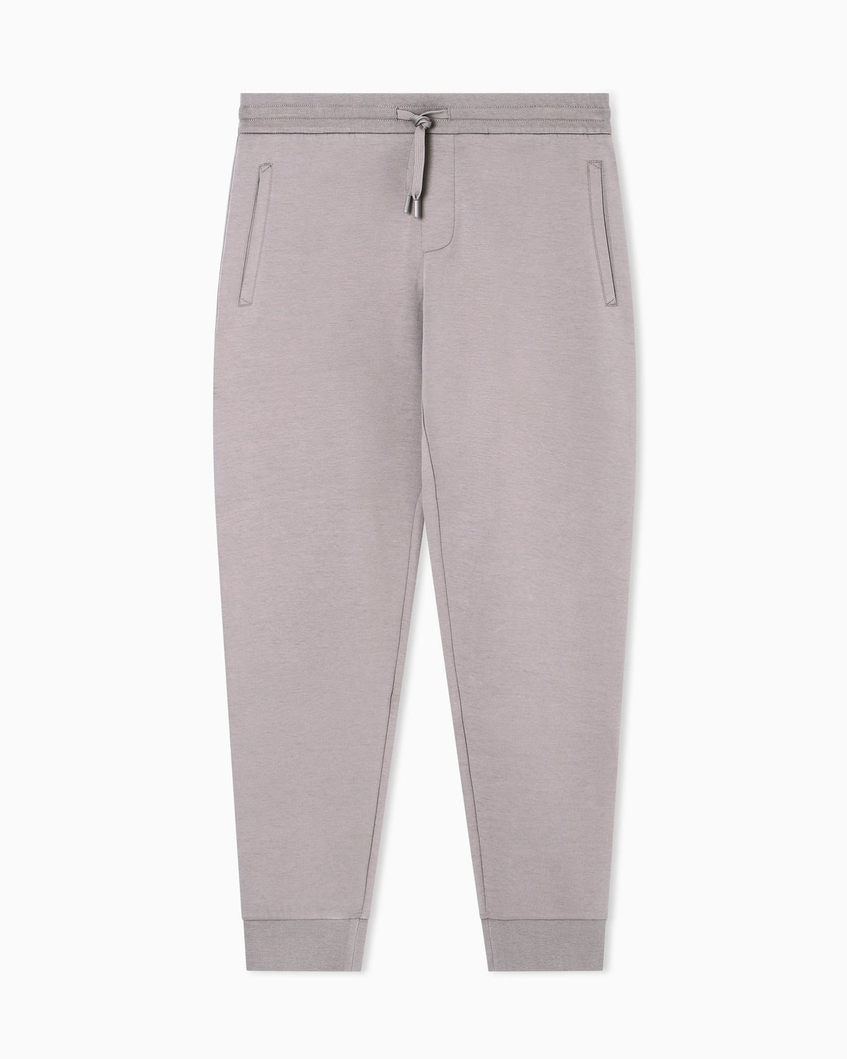 Bonded stretch cotton joggers with ribbed cuffs Icon