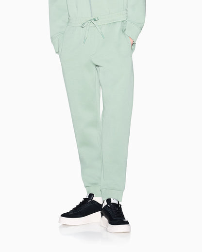 Bonded stretch cotton joggers with ribbed cuffs Icon