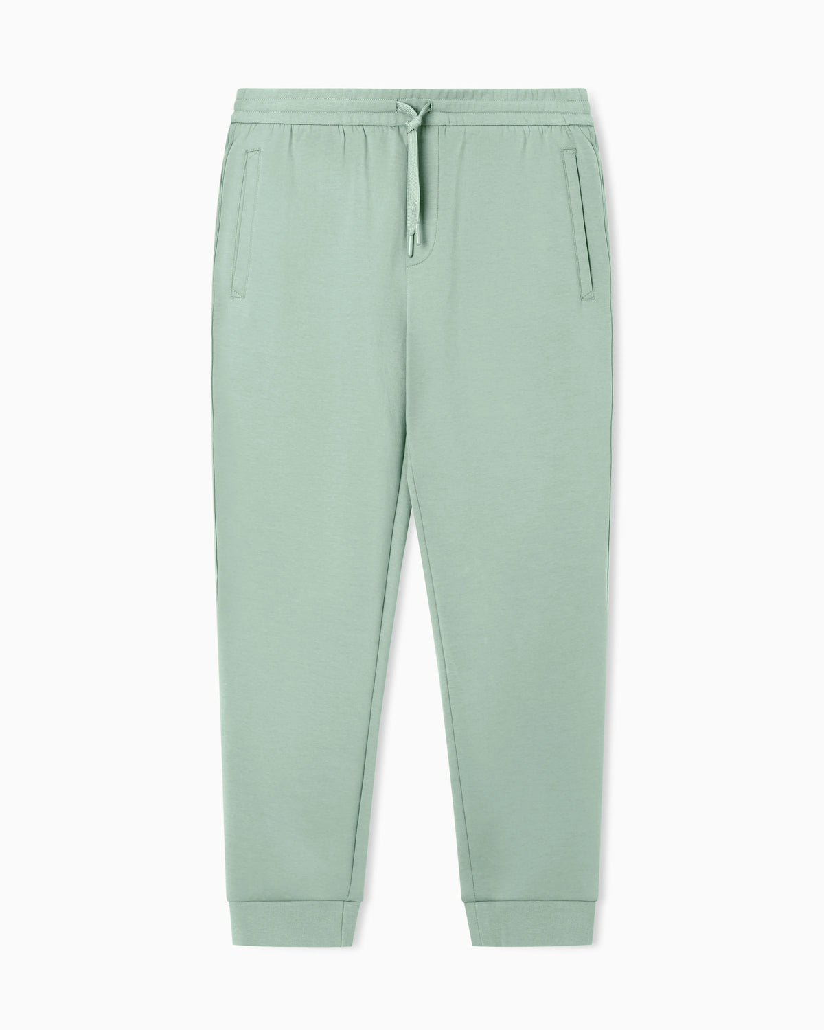 Bonded stretch cotton joggers with ribbed cuffs Icon