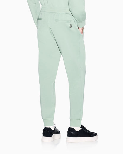 Bonded stretch cotton joggers with ribbed cuffs Icon