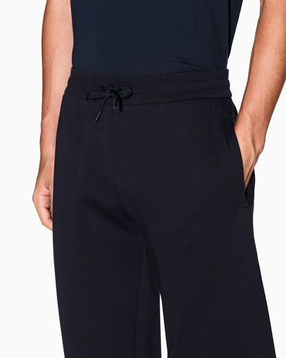 Bonded stretch cotton joggers with ribbed cuffs Icon