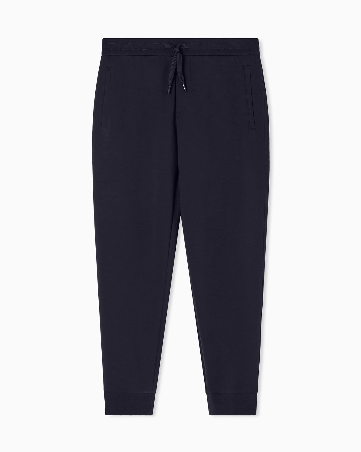 Bonded stretch cotton joggers with ribbed cuffs Icon