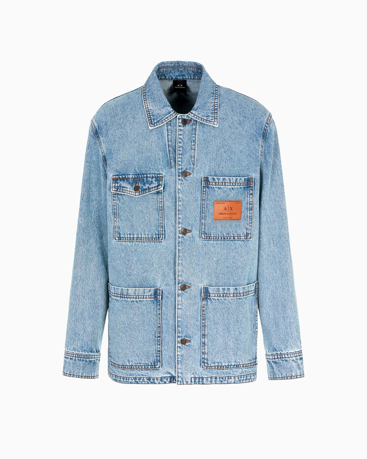 Denim jacket with logo patch