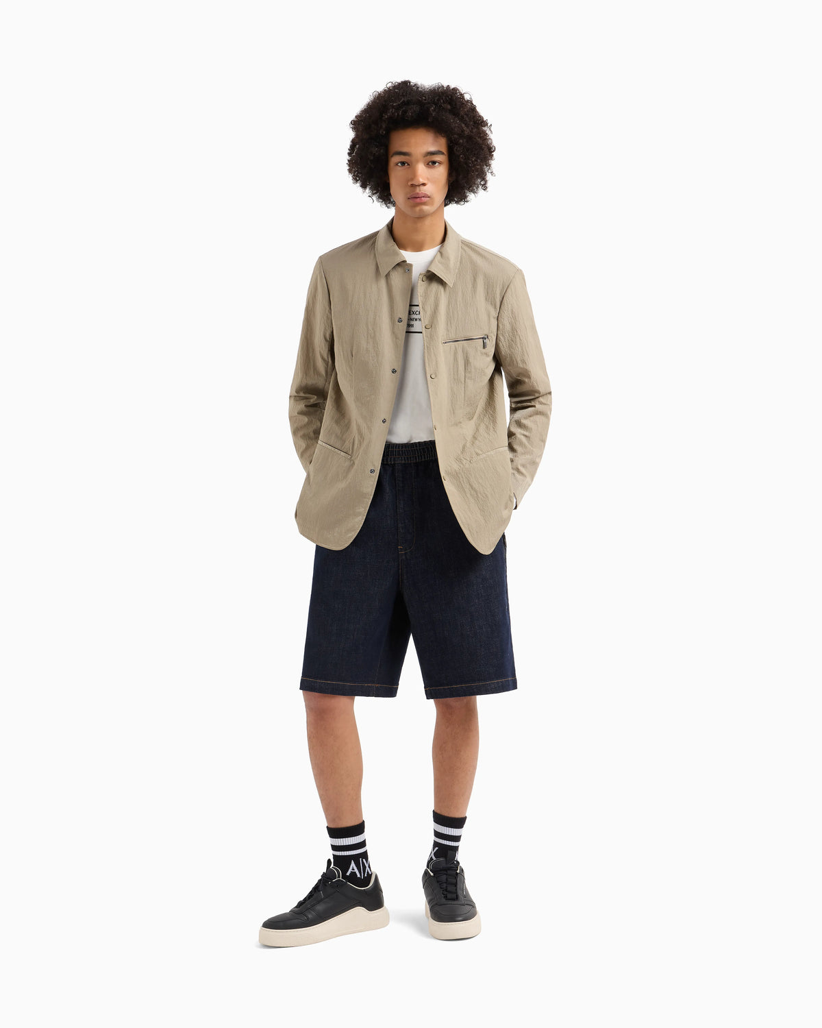 Nylon seersucker jacket zip pocket