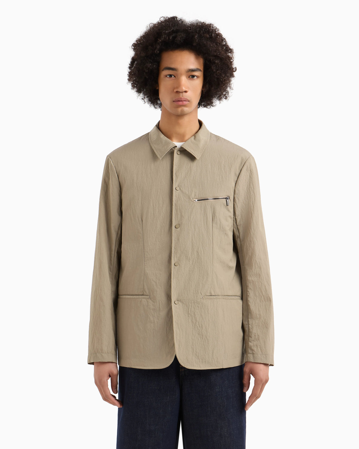 Nylon seersucker jacket zip pocket