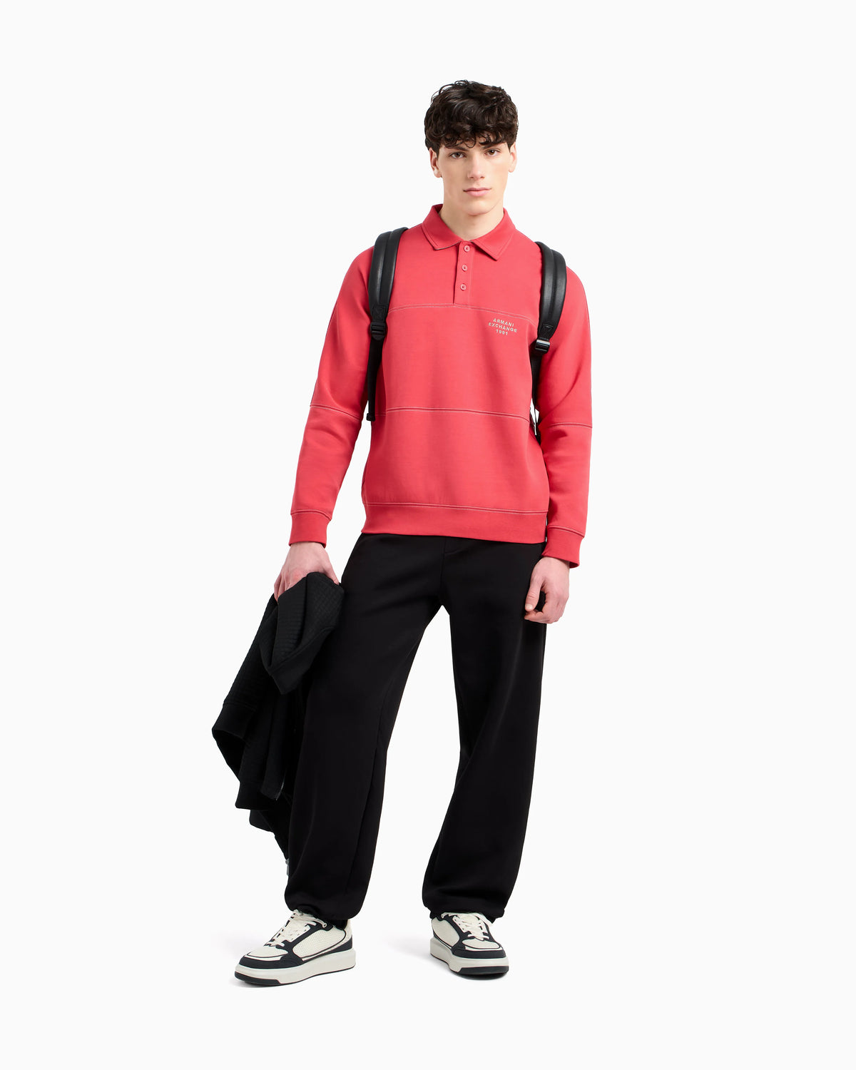 Bonded stretch polo sweatshirt