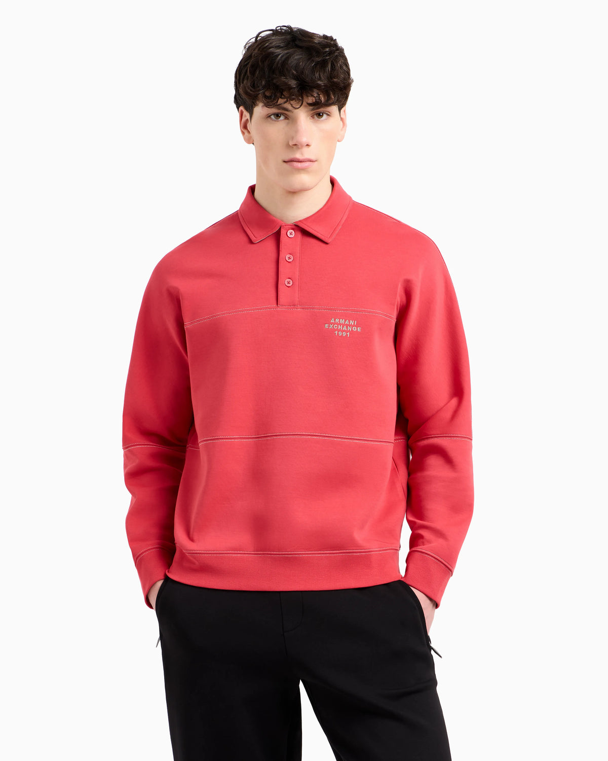 Bonded stretch polo sweatshirt