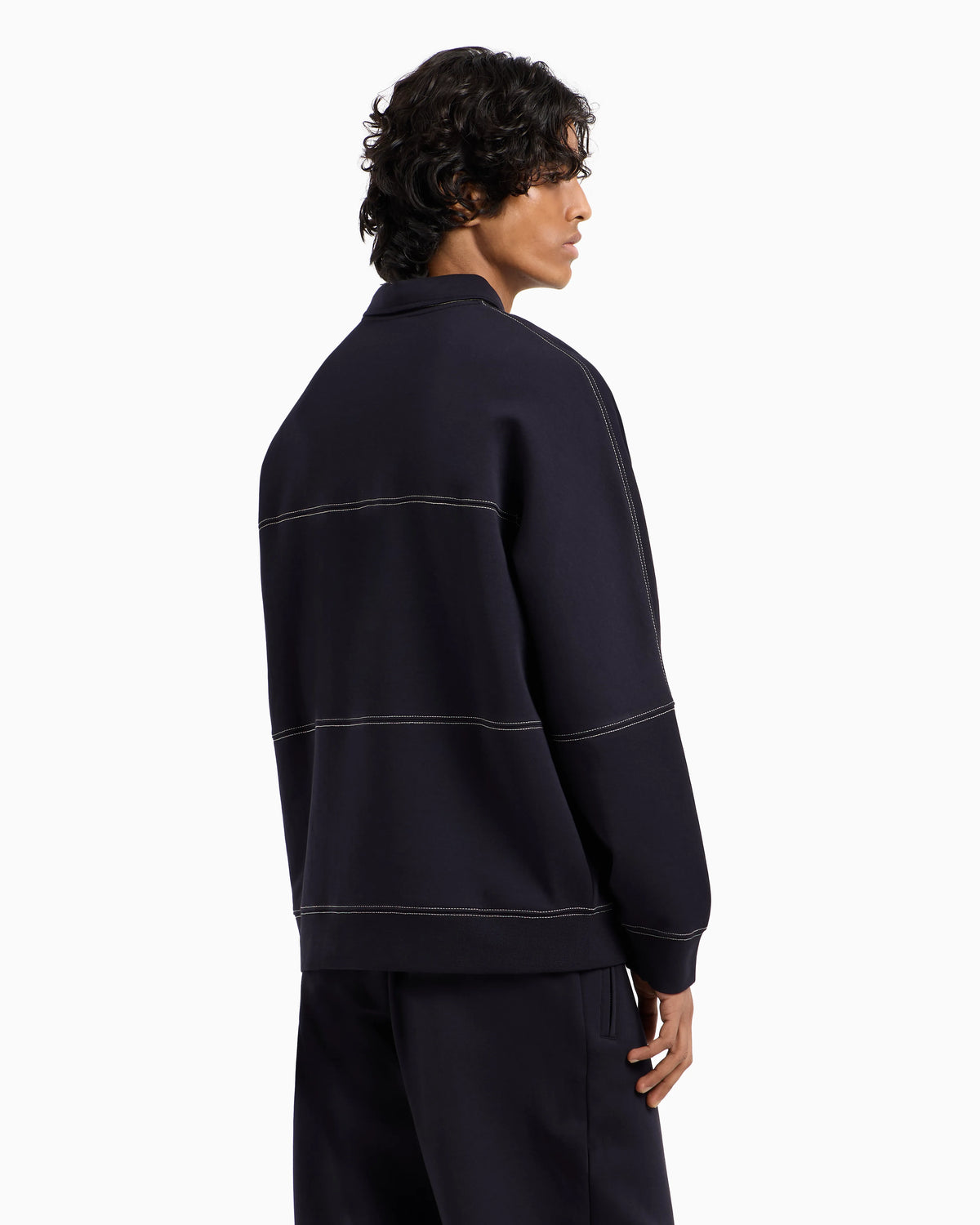 Bonded stretch polo sweatshirt