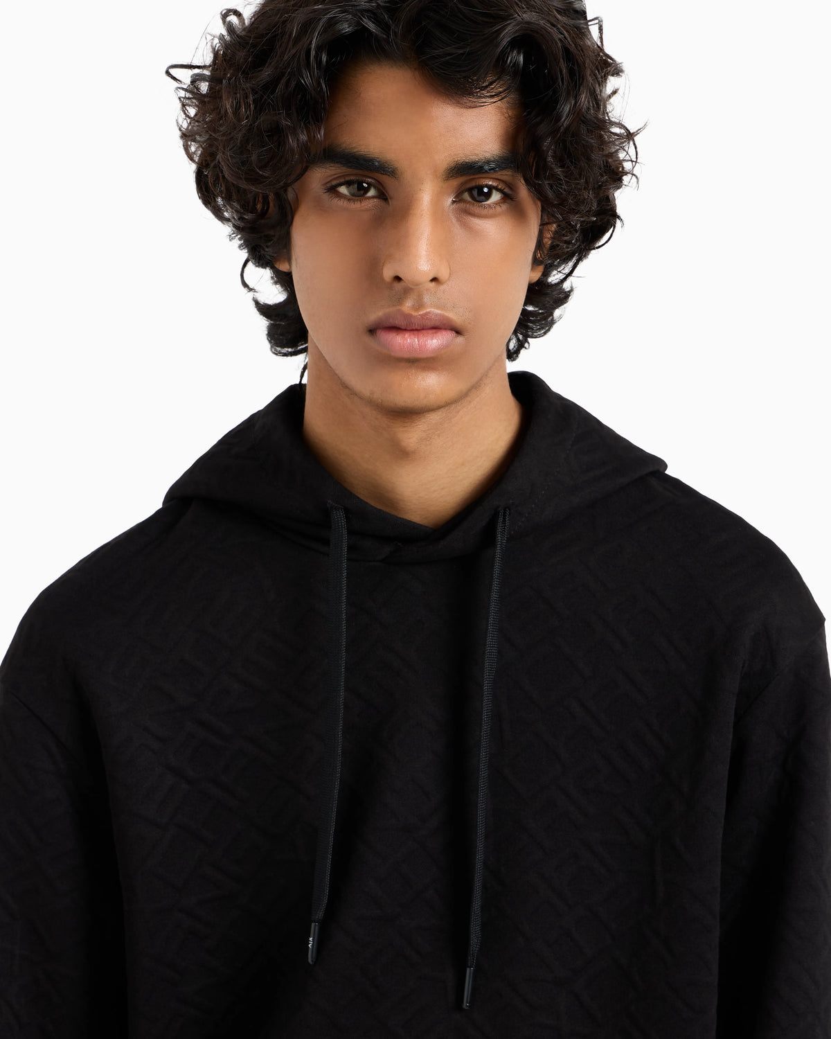Tonal Embossed Hoodie Sweatshirt