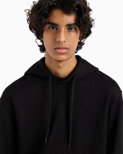 Tonal Embossed Hoodie Sweatshirt