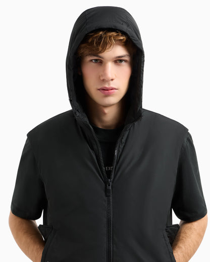 Sleeveless jacket with hood