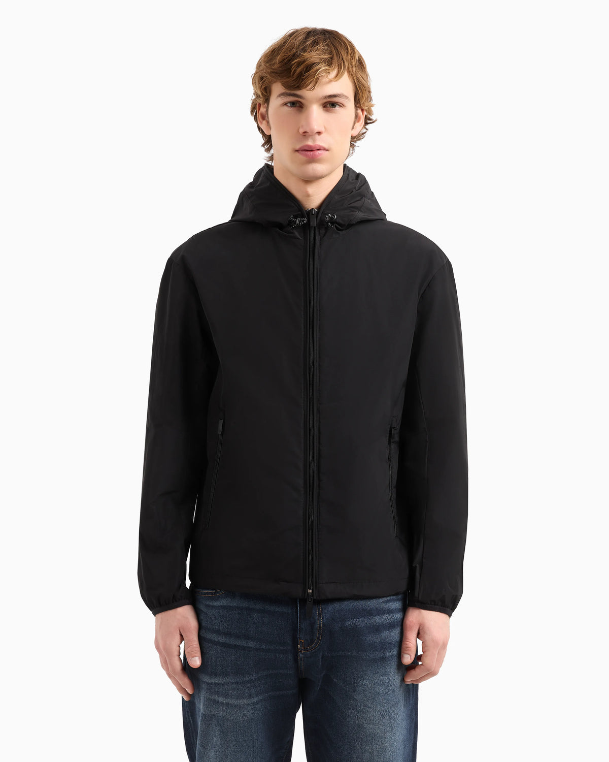 Jacket with hood and pockets