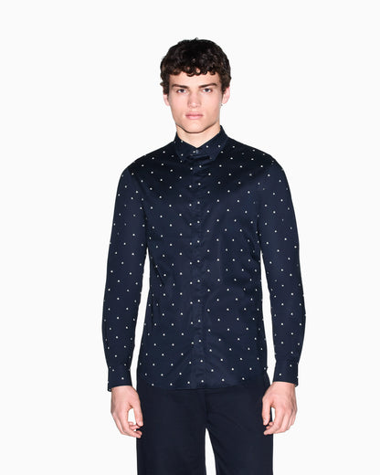 slim fit shirt in stretch cotton poplin