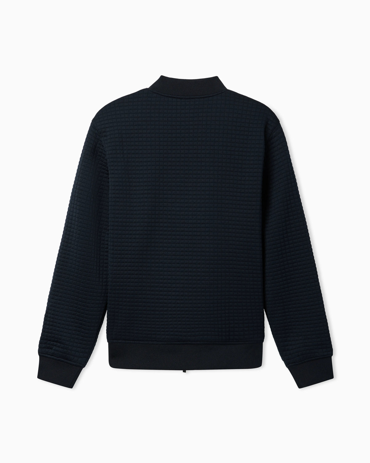 Stretch bomber jacket in jacquard with zip and ribbed trims