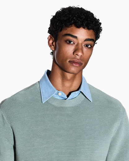 Striped Texture Crew Neck Sweater